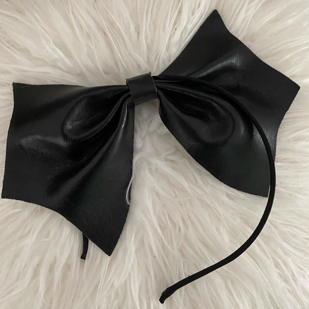Faux Leather Bow Headband Costume Halloween